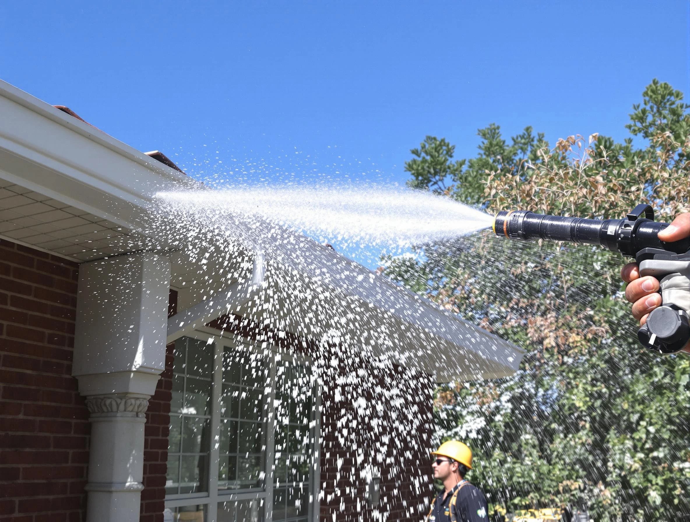 Cleared downspout by Lyndhurst Roofing Company ensuring unrestricted flow in Lyndhurst, OH