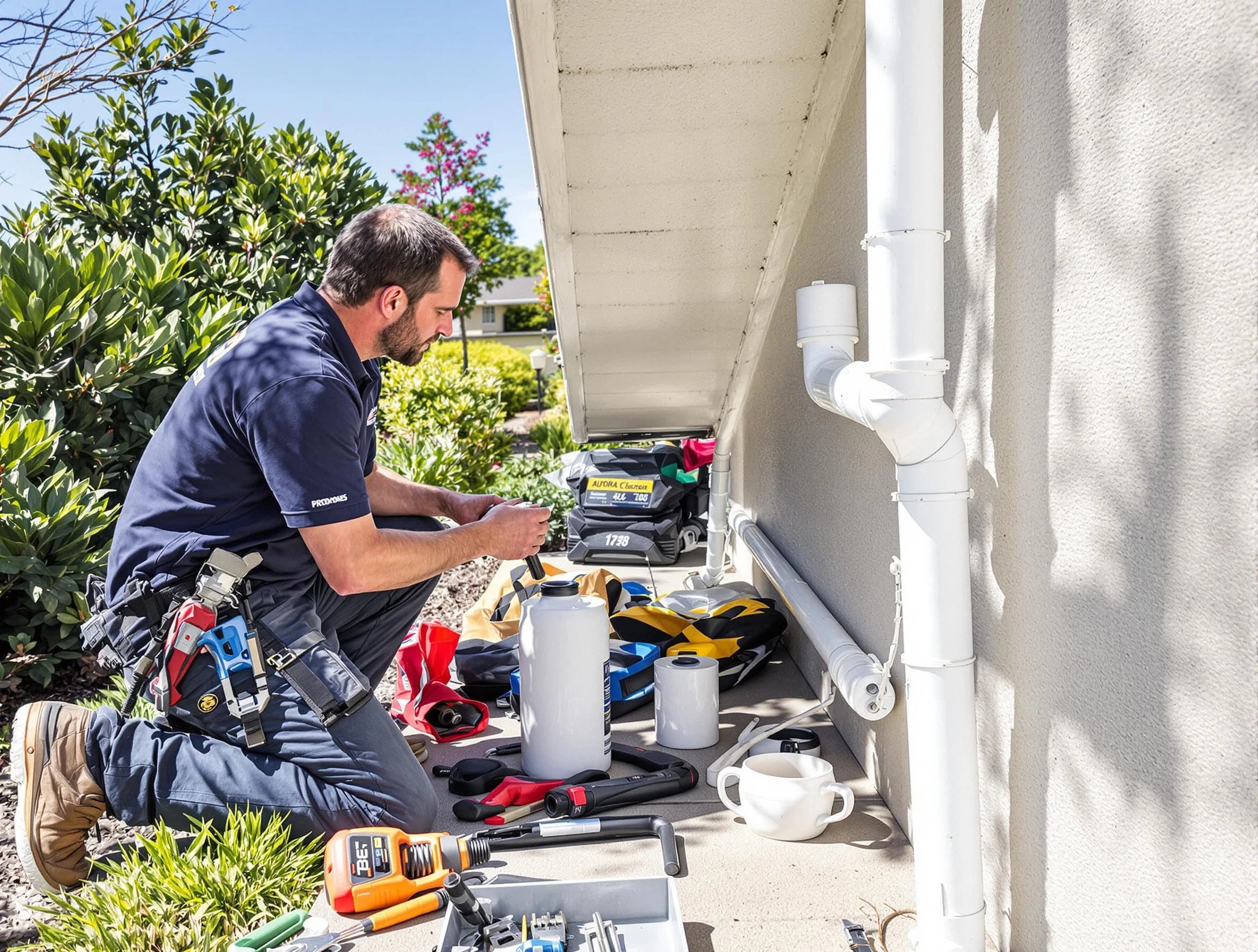 Lyndhurst Roofing Company expert fixing a downspout in Lyndhurst, OH