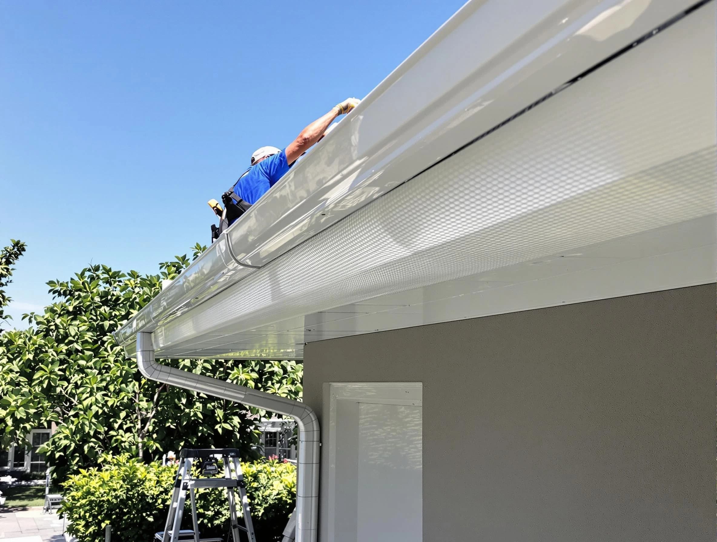 Debris-free gutter guard system by Lyndhurst Roofing Company in Lyndhurst, OH