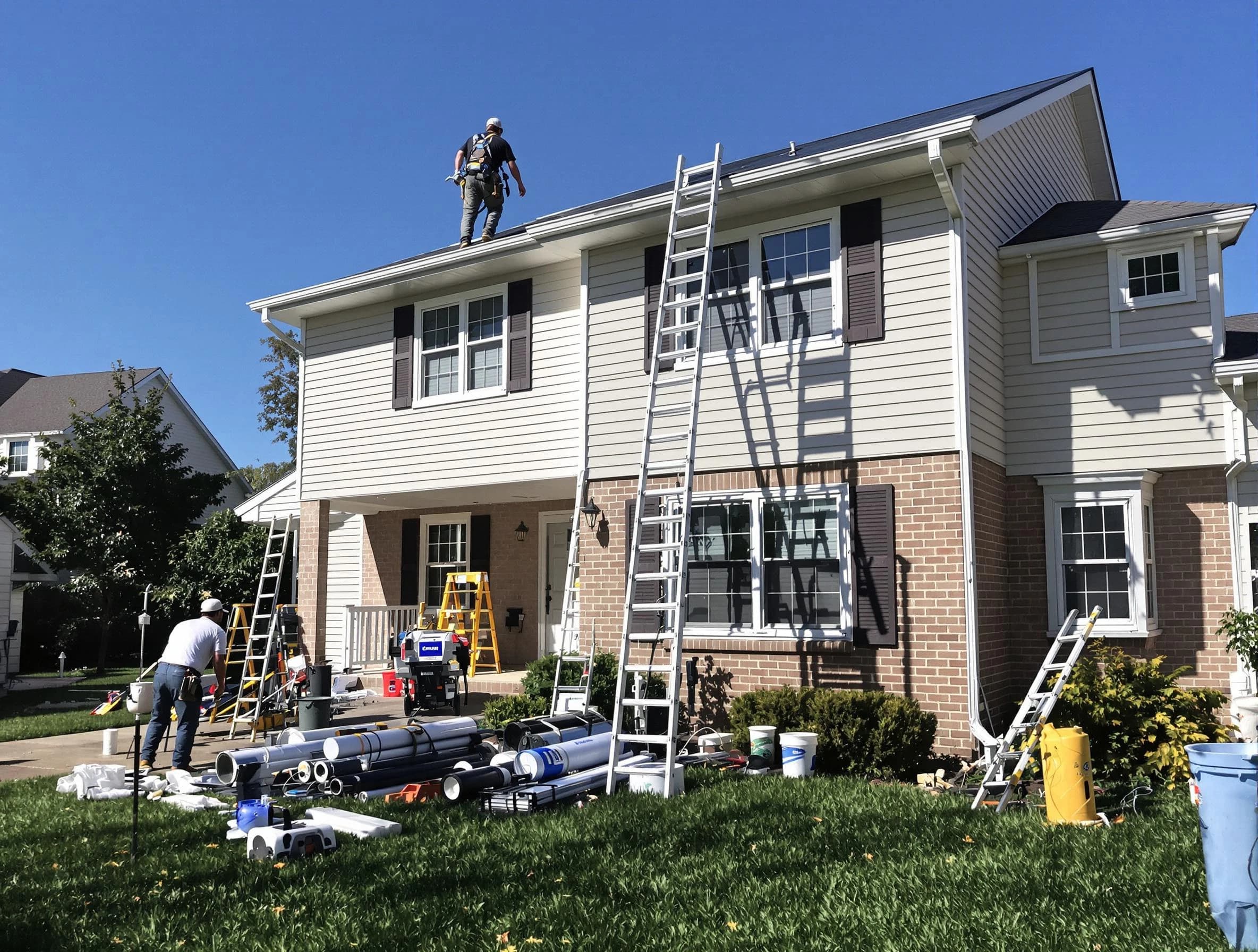 Lyndhurst Roofing Company completing a gutter replacement in Lyndhurst, OH