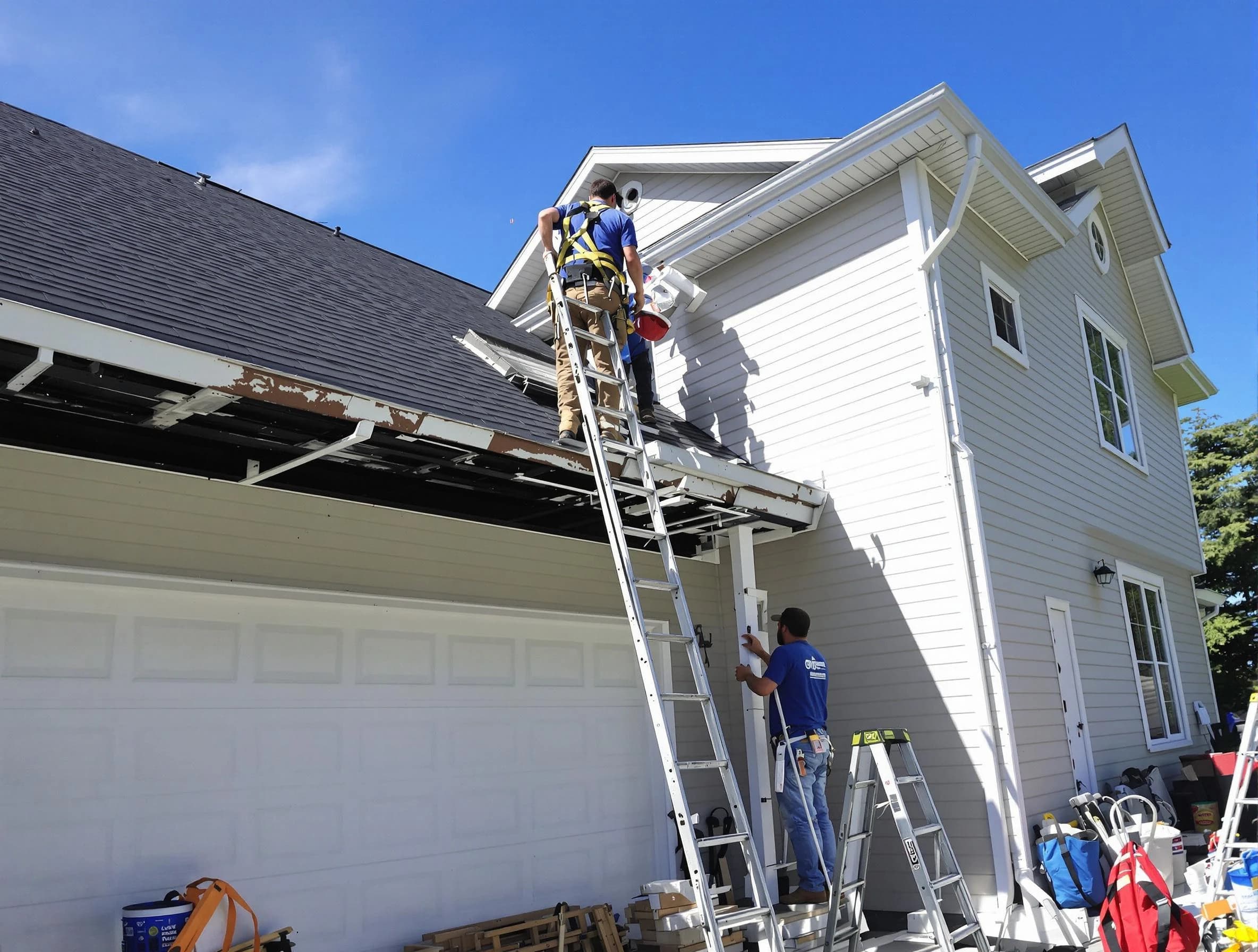 Newly replaced gutters by Lyndhurst Roofing Company in Lyndhurst, OH