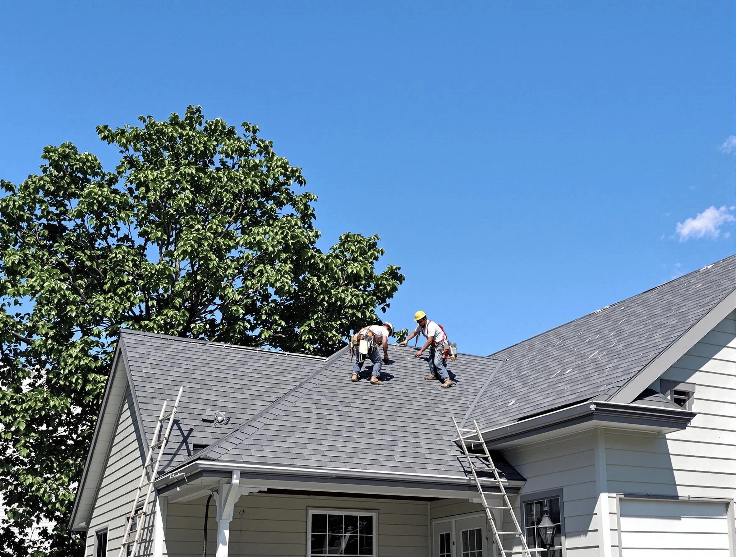 Lyndhurst Roofing Company crew finalizing a roof installation in Lyndhurst, OH