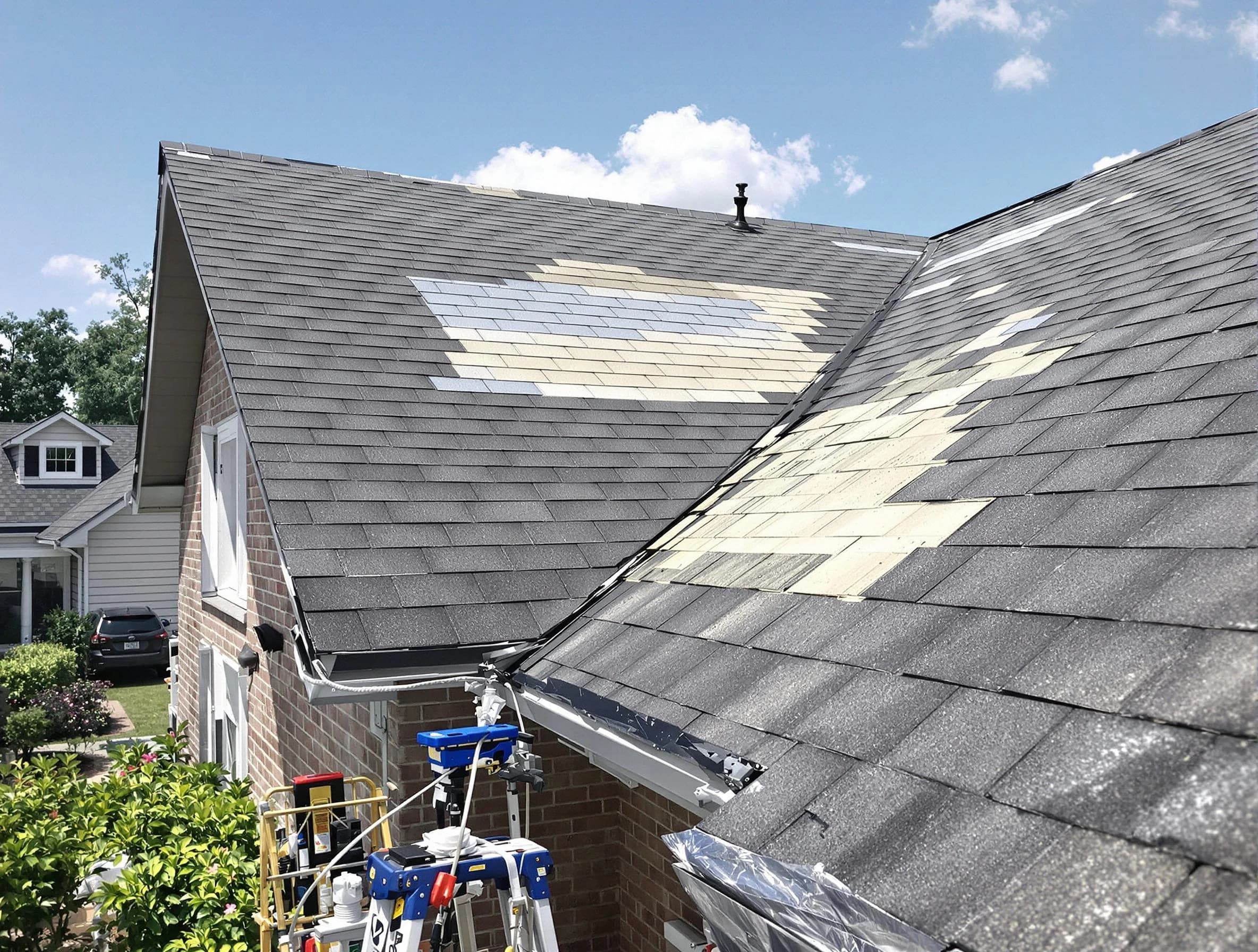 Close-up of roof repairs by Lyndhurst Roofing Company in Lyndhurst, OH